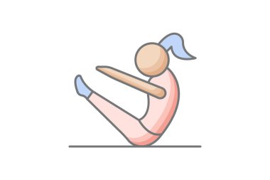 pilates, fitness, egzersiz, beyaz arkaplan vektör illüstrasyon pikselinde izole edilmiş simge mükemmel