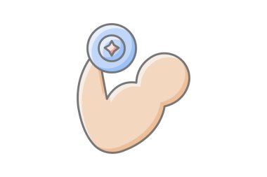 Güç eğitimi, halter, spor, beyaz arkaplan vektör illüstrasyon pikselinde izole edilmiş ikon mükemmel