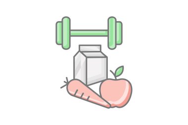 Fitness ipuçları, sağlık tavsiyesi, beyaz arkaplan vektör illüstrasyon pikselinde izole edilmiş simge mükemmel