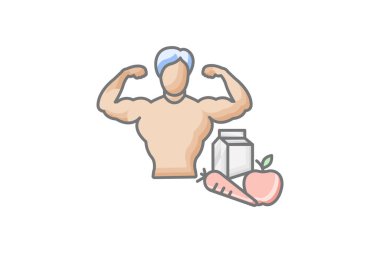 Sağlık ve sağlık, refah, beyaz arkaplan vektörü illüstrasyon pikselinde izole edilmiş ikon mükemmel