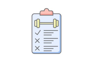 Fitness testleri, fiziksel değerlendirmeler, beyaz arkaplan vektör illüstrasyon pikselinde izole edilmiş ikon mükemmel