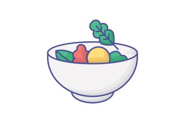 Sağlıklı tarifler, besleyici yemekler, beyaz arkaplan vektörü resimleme üzerine izole edilmiş ikon, mükemmel.