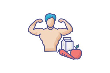 Sağlık ve sağlık, refah, beyaz arkaplan vektörü illüstrasyon pikselinde izole edilmiş ikon mükemmel