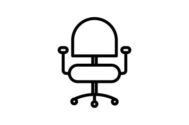 Ofis Sandalyesi çizgisi simgesi, taslak simgesi, piksel mükemmel simge