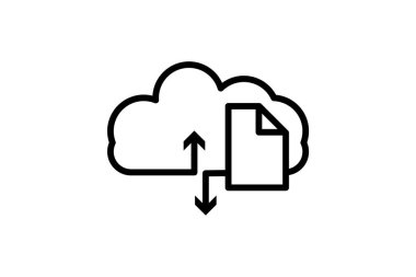 Bulut Dosyası, Bulut Depolama, satır simgesi, taslak simgesi, piksel mükemmel simge