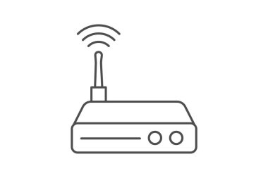 Yönlendirici, Ağ Aygıtı, ince çizgi simgesi, gri dış hat simgesi, piksel mükemmel simge