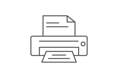 Yazdırma aracı İnce çizgi simgesi, gri dış hat simgesi, piksel mükemmel simge