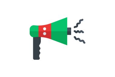 Megafon, hoparlör, düz renk simgesi, piksel mükemmel simge