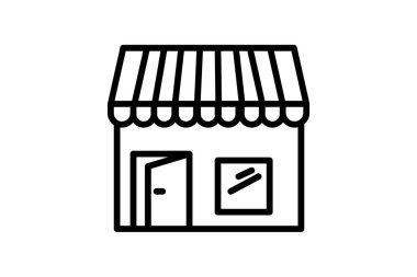 E-ticaret Mağazası, Çevrimiçi Pazar, satır simgesi, taslak simgesi, piksel mükemmel simge