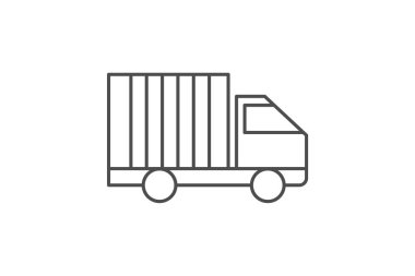 Nakliye kamyonu, Dağıtım Aracı, Kargo Taşımacılığı, İnce çizgi simgesi, Gri dış hat simgesi, Piksel mükemmel simge