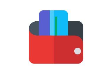 Kredi kartı cüzdanı, Dijital Ödeme, düz renk simgesi, piksel mükemmel simge