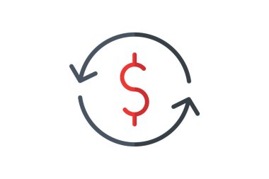 Döviz değişimi, Finansal Aktarımlar, düz renk simgesi, piksel mükemmel simge