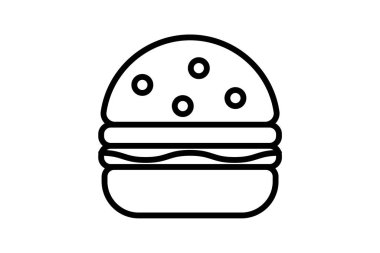 BurgerIcon, Fast FoodIcon, beyaz arkaplan vektör illüstrasyon pikseli mükemmel