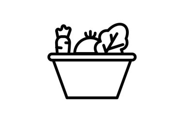 Salata Bowlingi Simgesi, Taze Hasat Amblemi, Toptan Yeşil Rozet Beyaz arkaplan çizimi mükemmel