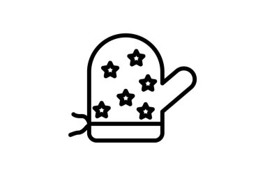 Fırın Eldiveni Simgesi, Temel Yemek Rozeti, beyaz arkaplan vektörü resimleme pikseli mükemmel