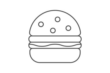 BurgerIcon, Fast FoodIcon, ince çizgi simgesi, gri dış hat simgesi, piksel mükemmel simge