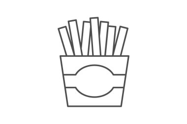 Fransız FriesIcon, Altın Patates Çubuğu Rozeti, Fast FoodIcon, ince çizgi simgesi, gri dış hat simgesi, piksel mükemmel simge