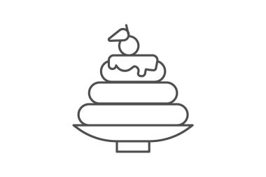 Tatlı Simgesi, Gurme Tatlıları Sembolü, Çözünen Antlaşma Rozeti, İnce çizgi simgesi, Gri dış hat simgesi, piksel mükemmel simge