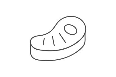 Et Simgesi, Kasap 'ın Seçimi Sembolü, ince çizgi simgesi, gri dış hat simgesi, piksel mükemmel simge