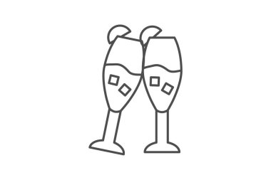 Kokteyl Cam Simgeleri, Karışık Amblemler, İnce çizgi simgesi, Gri dış hat simgesi, piksel mükemmel simge