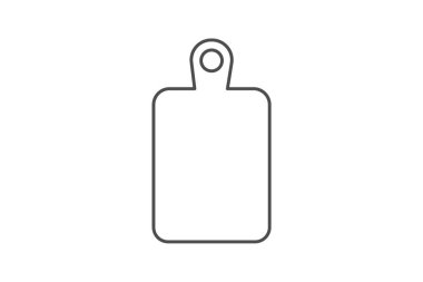 Kesme Tahtası Simgesi, Aşçılık Aracı Sembolü, Mutfak Temel Rozeti, İnce çizgi simgesi, Gri dış hat simgesi, piksel mükemmel simge