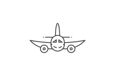 Uçak ince çizgi simgesi, gri dış hat simgesi, piksel mükemmel simge