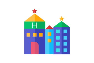 Beş yıldızlı otel, lüks, konaklama, düz renk simgesi, piksel mükemmel simge