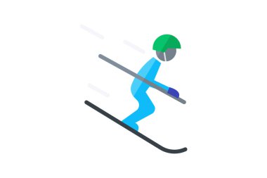 Kar Kayağı Simgesi, Alpin AdventureSymbolleri, SkiSlopeThrill Amblem düz renk simgesi, piksel mükemmel simge