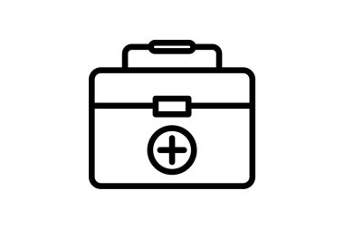 Tıbbi Kutu, İlk Yardım, Sağlık, çizgi simgesi, dış hat simgesi, piksel mükemmel simge