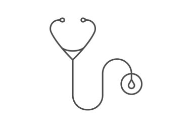 Stetoskop ince çizgi simgesi, gri dış hat simgesi, piksel mükemmel simge