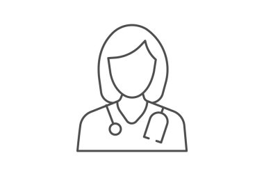 Doktor, sağlık uzmanı, doktor, ince çizgi ikonu, gri dış hat ikonu, piksel mükemmel ikon