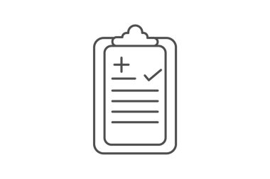 Kontrol Listesi, Görev Yönetimi, Yapılacaklar Listesi, İnce çizgi simgesi, gri dış hat simgesi, piksel mükemmel simge