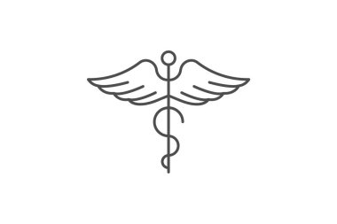 Caduceus, Healing staff, ince çizgi simgesi, gri dış hat simgesi, piksel mükemmel simge