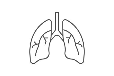 Ciğerler, Oksijenasyon, Solunum, Sağlık Sembolü İnce çizgi simgesi, Gri dış hat simgesi, Piksel mükemmel simge