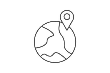 Harita, Navigasyon, Coğrafya, Seyahat, Konum, simge ince çizgi simgesi, gri dış hat simgesi, piksel mükemmel simge