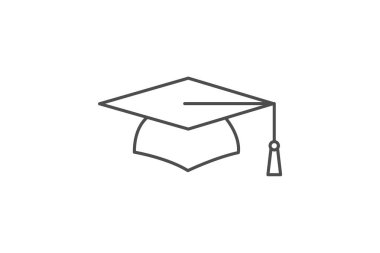 Öğrenci şapkası, mezuniyet şapkası, Mortarboard, ince çizgi simgesi, gri dış hat simgesi, piksel mükemmel simge