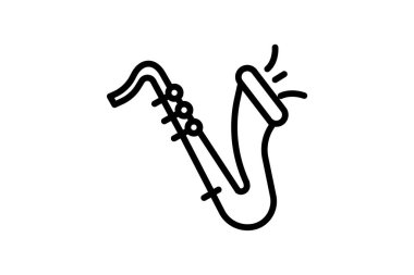 Saksafon, Woodwind enstrümanı, Caz müziği, Satır Simgesi, Taslak simgesi, vektör simgesi, piksel mükemmel simge