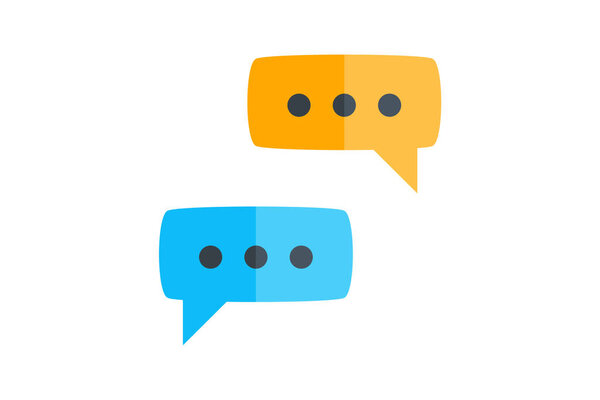 Разговор, символ чата, Онлайн чат, значок плоского цвета, иконка совершенства пикселей
