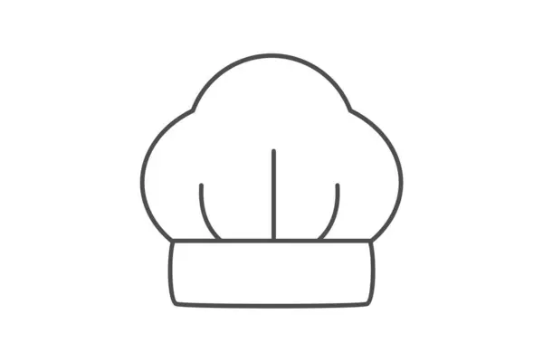 Chef Hat Cookingmasterysymbol Thin Line Icon Grey Outline Icon Pixel — Vector de stock