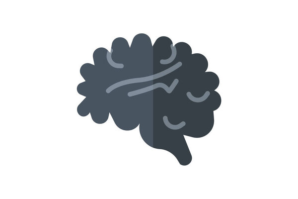 Икона мозга, Анатомия мозга, Неврологическое здоровье, Символ мозга плоский цвет иконки, пиксель идеальный значок