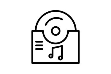 Müzik albümü, Albüm sürümü, Müzik derlemesi, Satır Simgesi, Taslak simgesi, vektör simgesi, piksel mükemmel simge