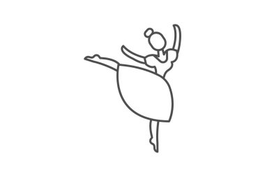 Dans, dans hareketleri, ince çizgi simgesi, gri dış hat simgesi, piksel mükemmel simge