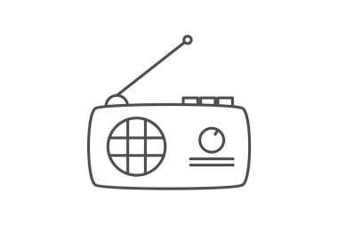 Radyo, yayın aygıtı, kablosuz iletişim, ince çizgi simgesi, gri dış hat simgesi, piksel mükemmel simge