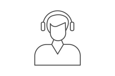 Müzik yapımcısı, ses mühendisi, stüdyo maestro, ikon ince çizgi simgesi, gri dış hat simgesi, piksel mükemmel simge