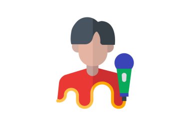 Pop yıldızı, müzik ikonu, ünlü müzisyen, düz renk ikonu, piksel mükemmel simge