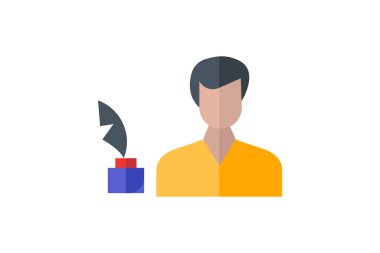 Şarkı yazarı, söz yazarı, besteci, müzikal kelime ustası, ikon düz renk ikonu, piksel mükemmel simge