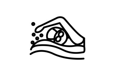 Yüzme simgesi, Yüzme sembolü, Havuz sembolü Simgesi Çizgi Simgesi, Taslak simgesi, vektör simgesi, mükemmel piksel simgesi