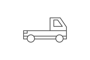 hareket eden minibüs, ulaşım, taşınma, kargo, lojistik, ince çizgi simgesi, gri dış hat simgesi, piksel mükemmel simge