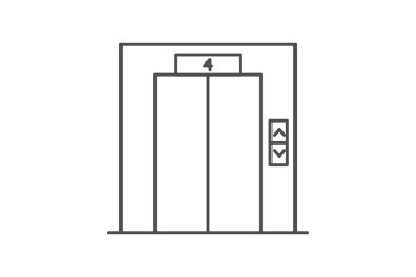 Asansör, Dikey Hareket, Kaldırma Sistemi, ince çizgi simgesi, gri dış hat simgesi, piksel mükemmel simge