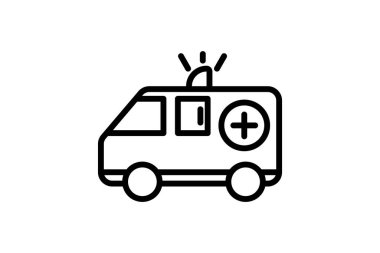 Ambulans, Acil Müdahale, Hayat Kurtarma, Tıbbi Bakım, Satır Simgesi, Taslak simgesi, vektör simgesi, piksel mükemmel simge